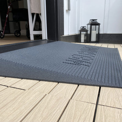 EZ-ACCESS TRANSITIONS 2.5" Non Slip Rectangular Rubber Angled Entry Mat, Black - VMInnovations