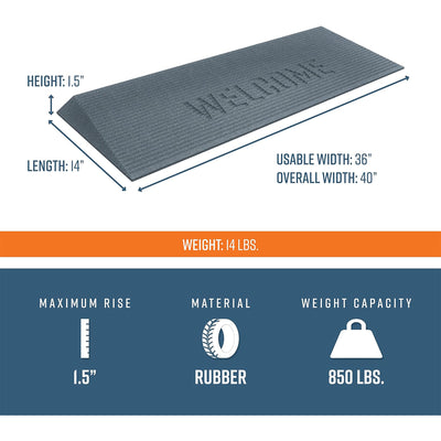 EZ-ACCESS TRANSITIONS 1.5" Rubber Angled Welcome Entry Mat, Gray (Used) - VMInnovations