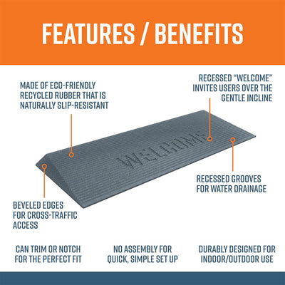 EZ-ACCESS TRANSITIONS 1.5" Rubber Angled Welcome Entry Mat, Gray (Used) - VMInnovations