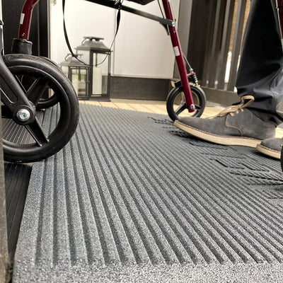 EZ-ACCESS TRANSITIONS 1.5" Rectangular Rubber Welcome Entry Mat, Gray (Open Box) - VMInnovations