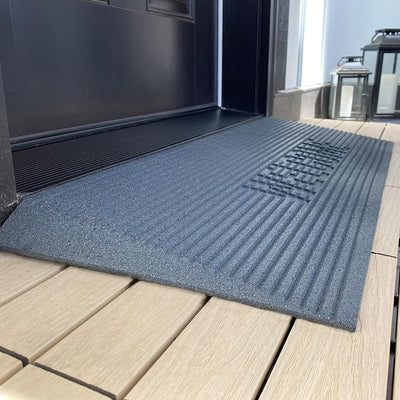 EZ-ACCESS TRANSITIONS 1.5" Rectangular Rubber Welcome Entry Mat, Gray (Open Box) - VMInnovations