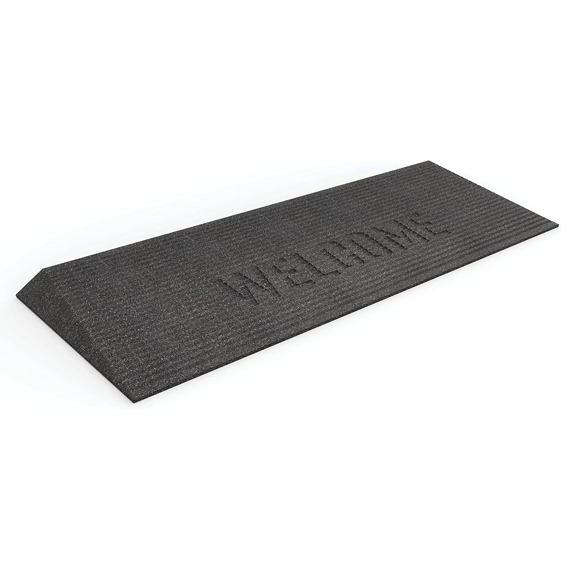 EZ-ACCESS TRANSITIONS 1.5" Rectangular Rubber Angled Welcome Entry Mat, Black - VMInnovations