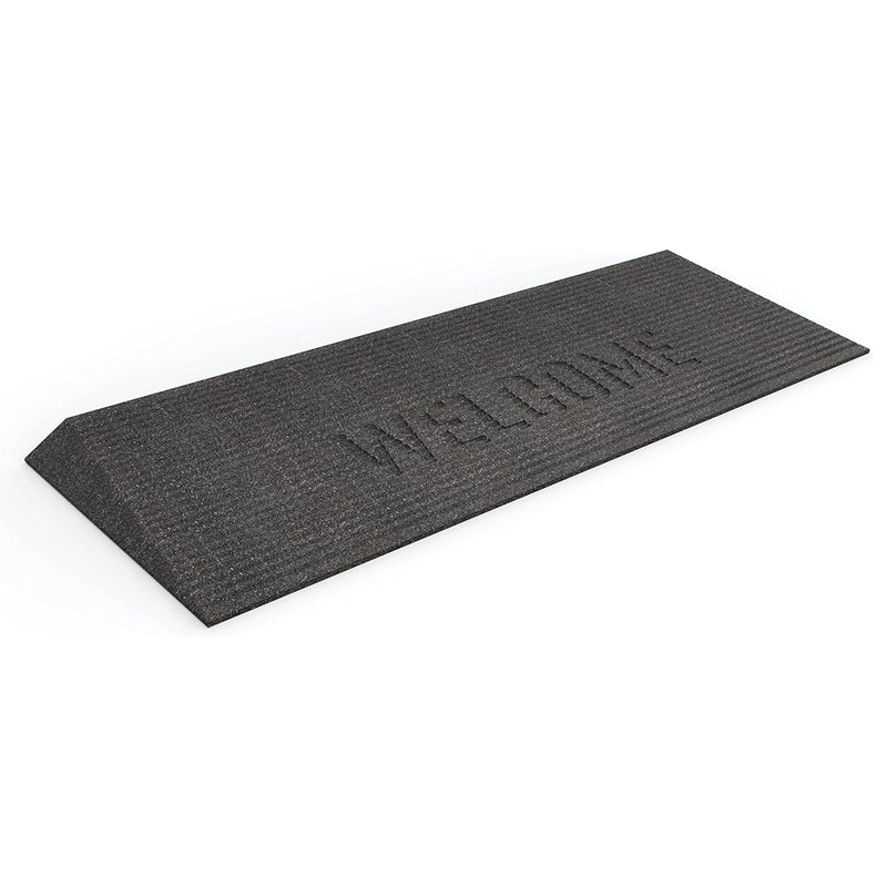 EZ-ACCESS TRANSITIONS 1.5" Rectangular Rubber Angled Welcome Entry Mat, Black