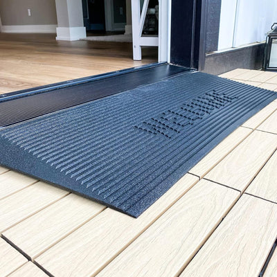 EZ-ACCESS TRANSITIONS 1.5" Rubber Angled Welcome Entry Mat, Black (Open Box) - VMInnovations