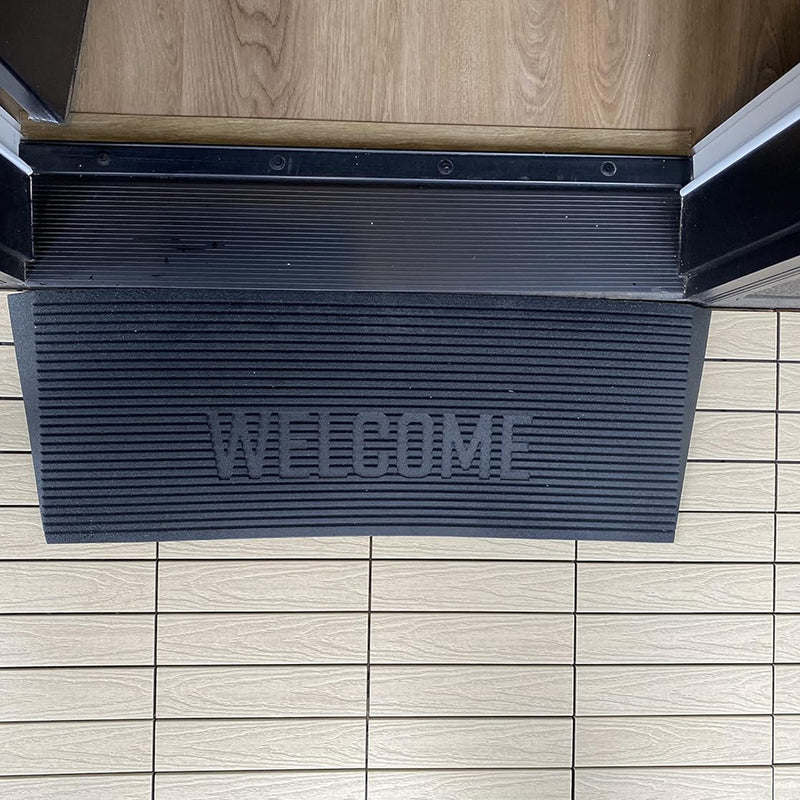 EZ-ACCESS TRANSITIONS 1.5" Rubber Angled Welcome Entry Mat, Black (Open Box)