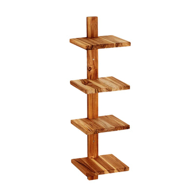 texxture 4 Shelf Floating Wall Shelves Column Shelving, Takara Small, Teak Wood - VMInnovations