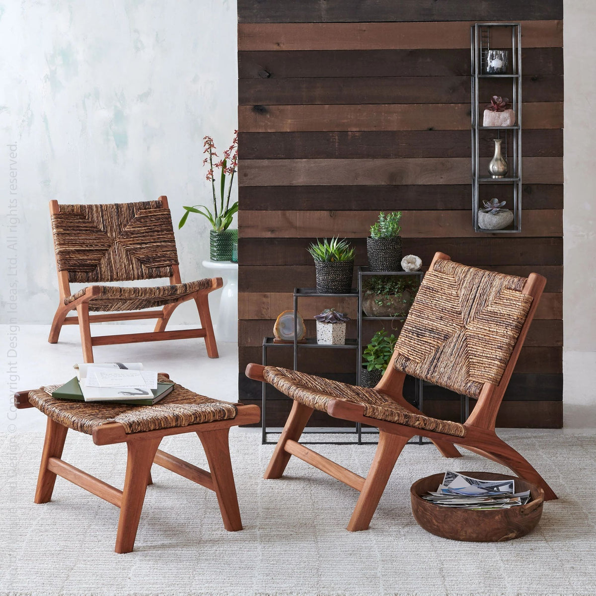 texxture Copenhagen Banana Tree Bark Chair, Wood Legs, Home Furniture (Open Box)