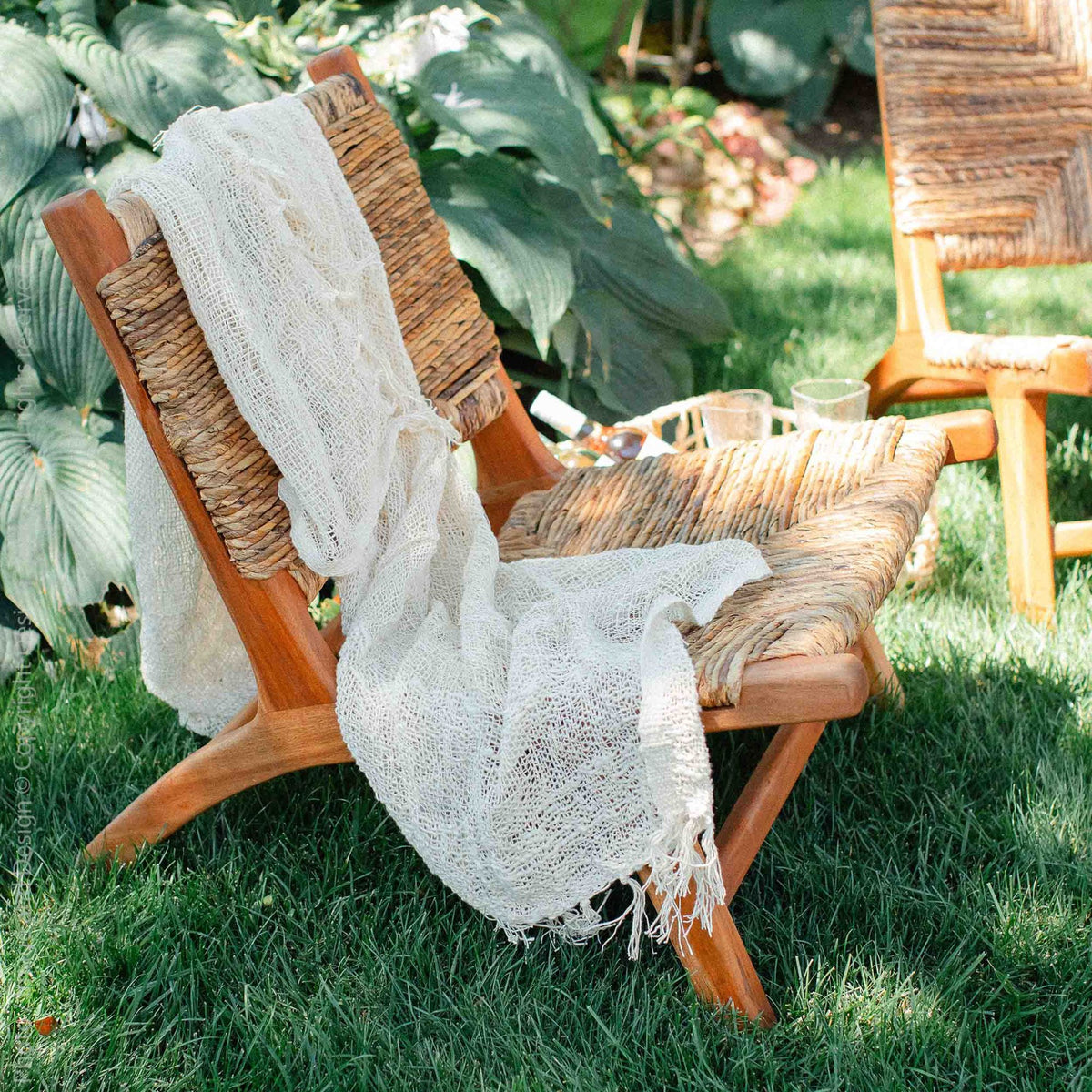texxture Copenhagen Banana Tree Bark Chair, Wood Legs, Home Furniture (Open Box)