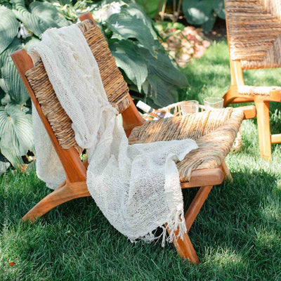 texxture Copenhagen Banana Tree Bark Chair, Wood Legs, Home Furniture (Open Box)