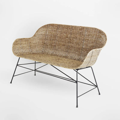 texxture Ormond Woven Rattan Settee with Metal Legs, Home Furniture, Natural