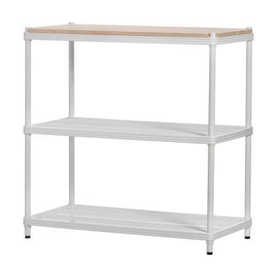 Design Ideas Metal Storage Wood Top Workbench Shelving Unit, White (For Parts) - VMInnovations