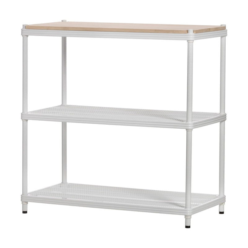 Design Ideas Metal Storage Wood Top Workbench Shelving Unit, White (For Parts)