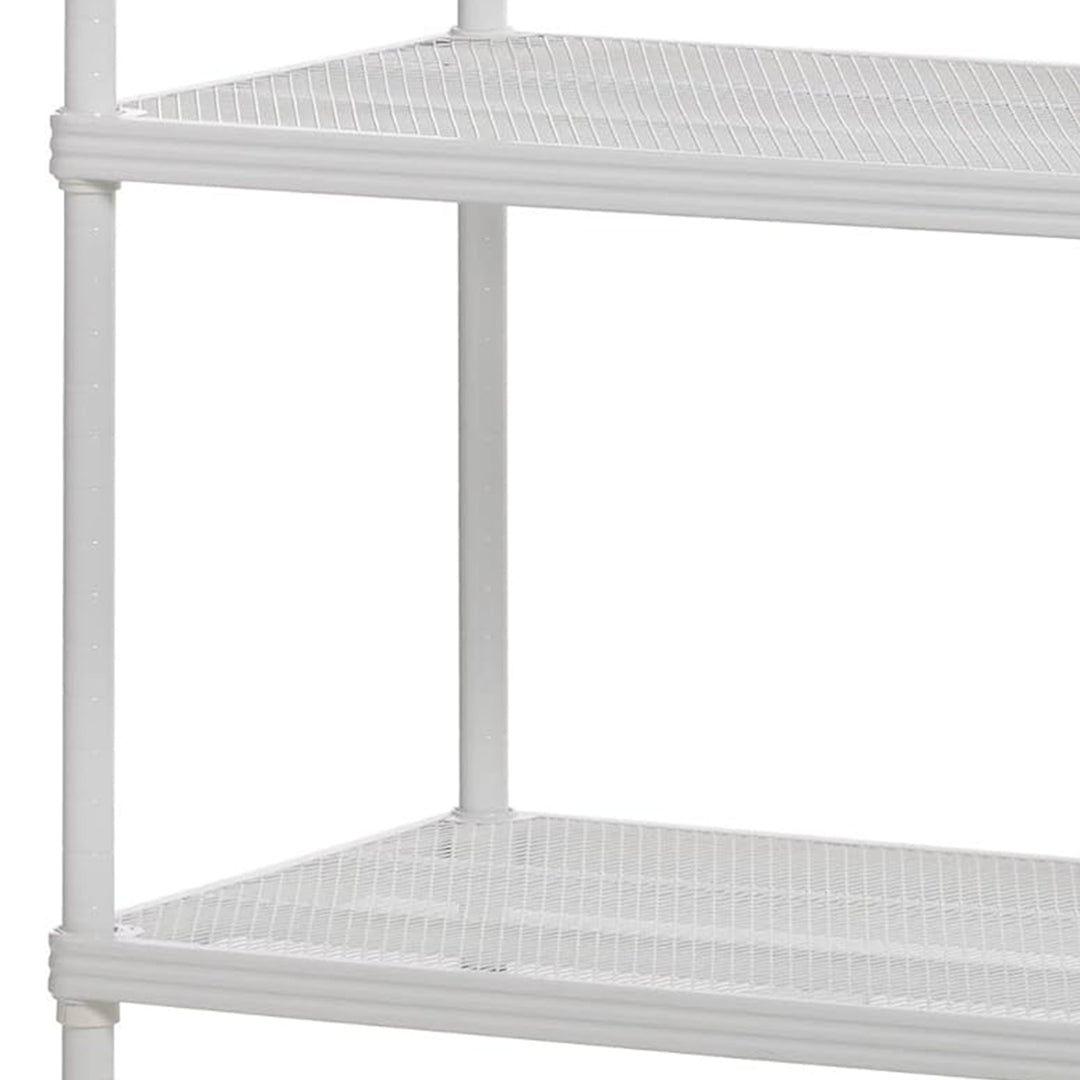 Design Ideas Metal Storage Wood Top Workbench Shelving Unit, White (Open Box) - VMInnovations