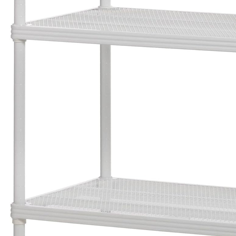 Design Ideas Metal Storage Wood Top Workbench Shelving Unit, White (For Parts)