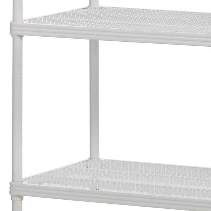 Design Ideas Metal Storage Wood Top Workbench Shelving Unit, White (For Parts)