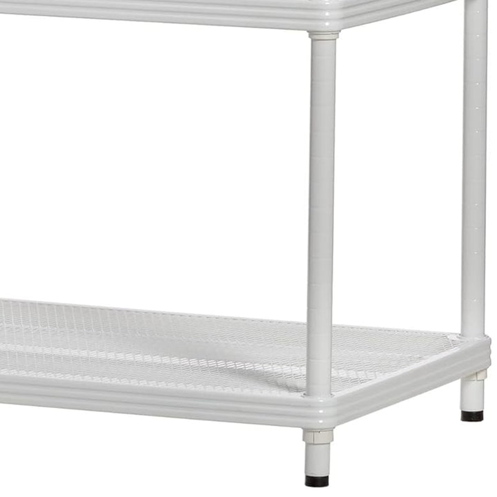 Design Ideas Metal Storage Wood Top Workbench Shelving Unit, White (Open Box) - VMInnovations