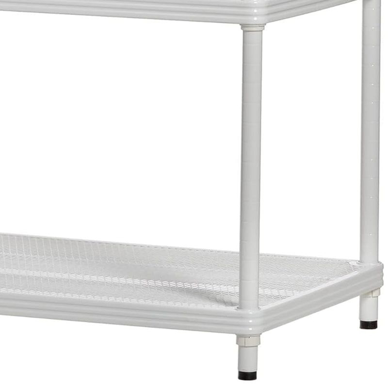 Design Ideas Metal Storage Wood Top Workbench Shelving Unit, White (For Parts)