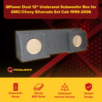 GMC/Chevy '99-Newer Ext. Cab Underseat DUAL 12" Sub Box Enclosure (Open Box) - VMInnovations