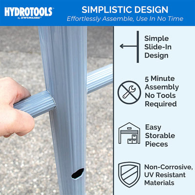 Swimline 89033 55" Tall 3-Arm Free Standing Poolside Towel Accessory Rack, Blue - VMInnovations