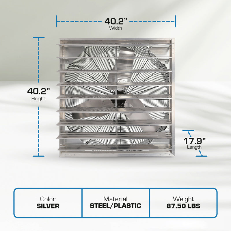 Hurricane Pro Shutter Exhaust Fan with 3 Metal Blades and Button Controller, 36"