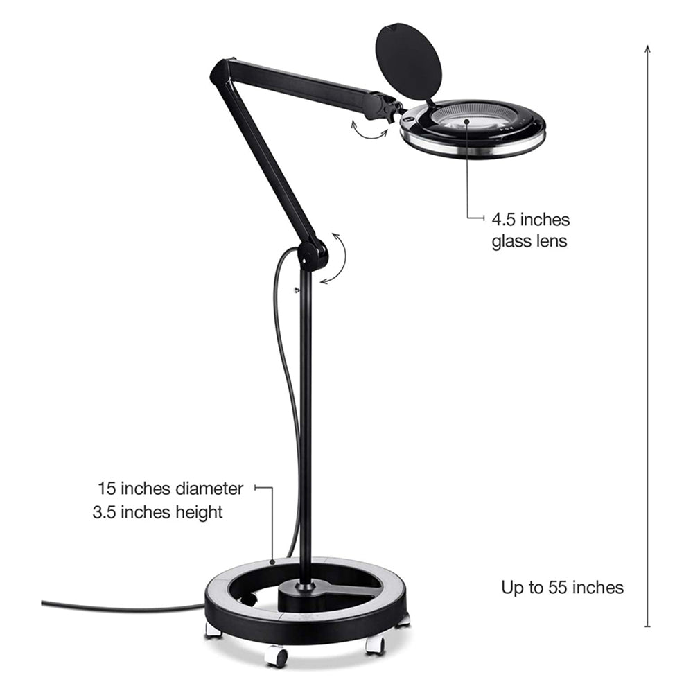 Brightech Pro Magnifying Floor Lamp with Rolling Wheel Base, Black (Open Box) - VMInnovations