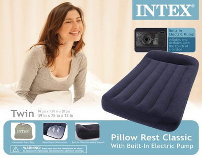 2) Intex Twin Classic Pillow Rest Airbed Mattress Bed w/ Built-In Pump | 66775E
