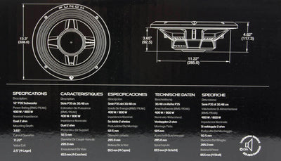 ROCKFORD FOSGATE 12" 800W Car Shallow/Slim Audio Subwoofer Sub P3SD212 (Used)