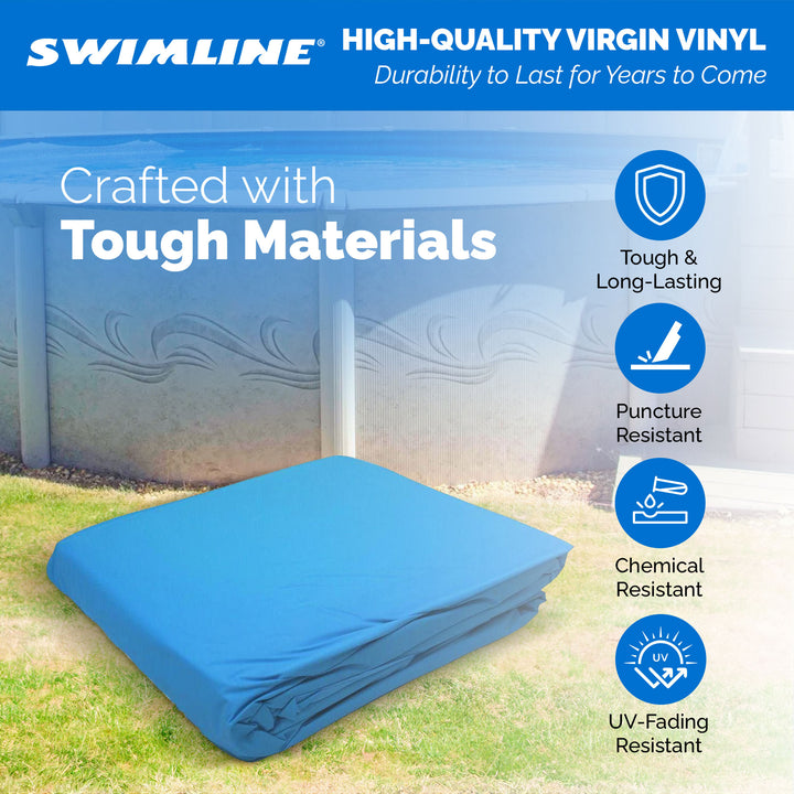 Swimline 18' Solid Blue Round Above Ground Swimming Pool Overlap Liner (Used)