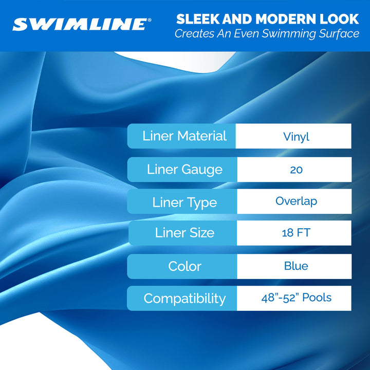 Swimline 18' Solid Blue Round Above Ground Swimming Pool Overlap Liner (Used)