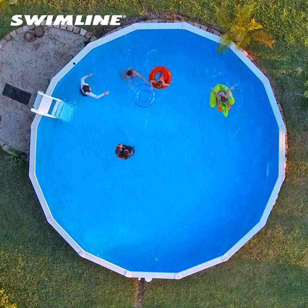 Swimline 18' Solid Blue Round Above Ground Swimming Pool Overlap Liner (Used)