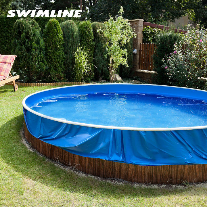 Swimline 18' Solid Blue Round Above Ground Swimming Pool Overlap Liner (Used)