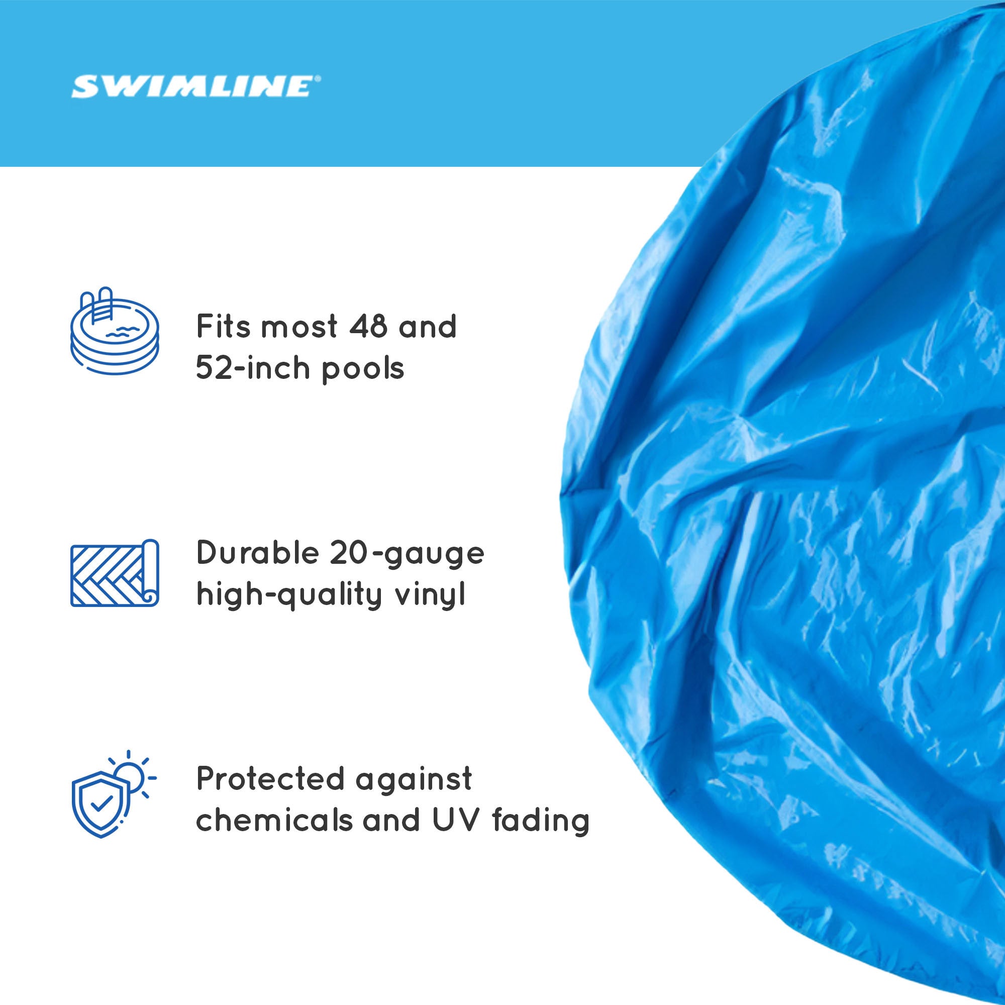 Swimline 24 Ft Solid Blue Round Above-Ground Swim Pool Overlap Liner (Open Box) - VMInnovations