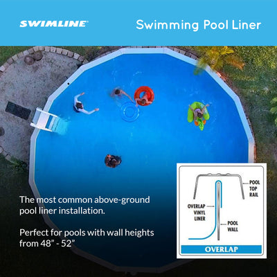 Swimline 24 Ft Solid Blue Round Above-Ground Swim Pool Overlap Liner (Open Box) - VMInnovations