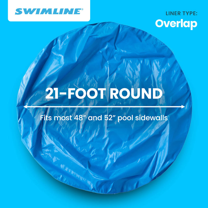 Swimline LI214820 21' Solid Blue Round Above Ground Swimming Pool Overlap Liner