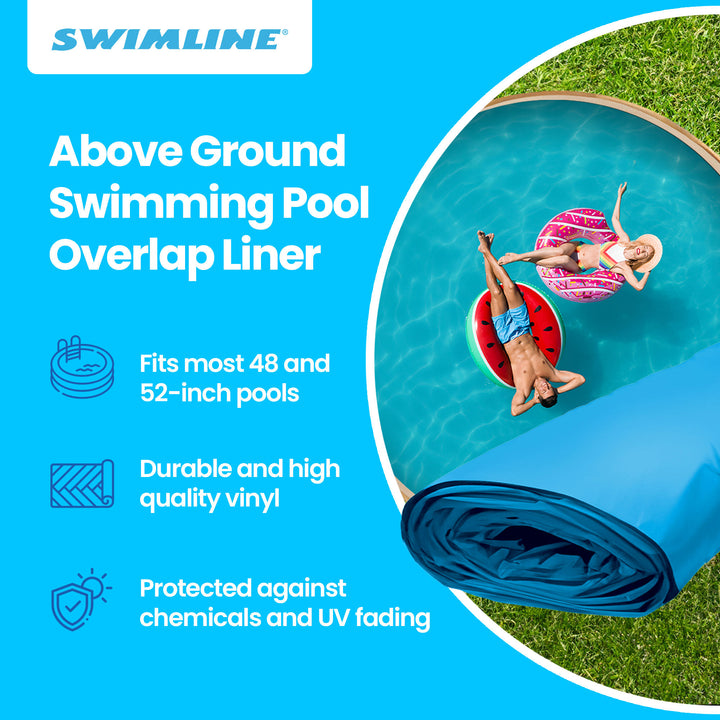 Swimline LI214820 21' Solid Blue Round Above Ground Swimming Pool Overlap Liner