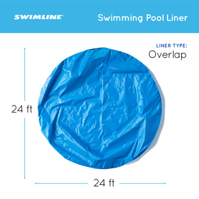 Swimline LI244820 24' Solid Blue Round Above Ground Swimming Pool Overlap Liner