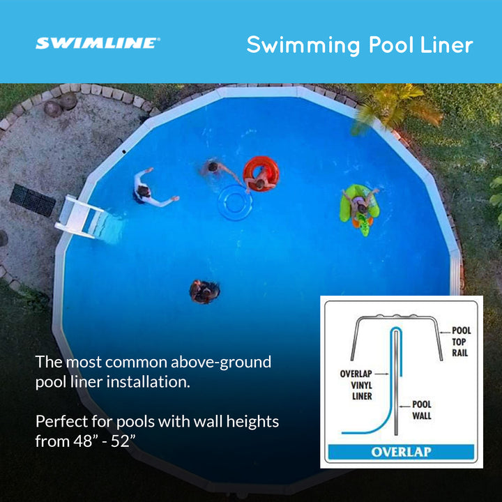 Swimline 24' Solid Blue Round Above Ground Swimming Pool Overlap Liner (Used)