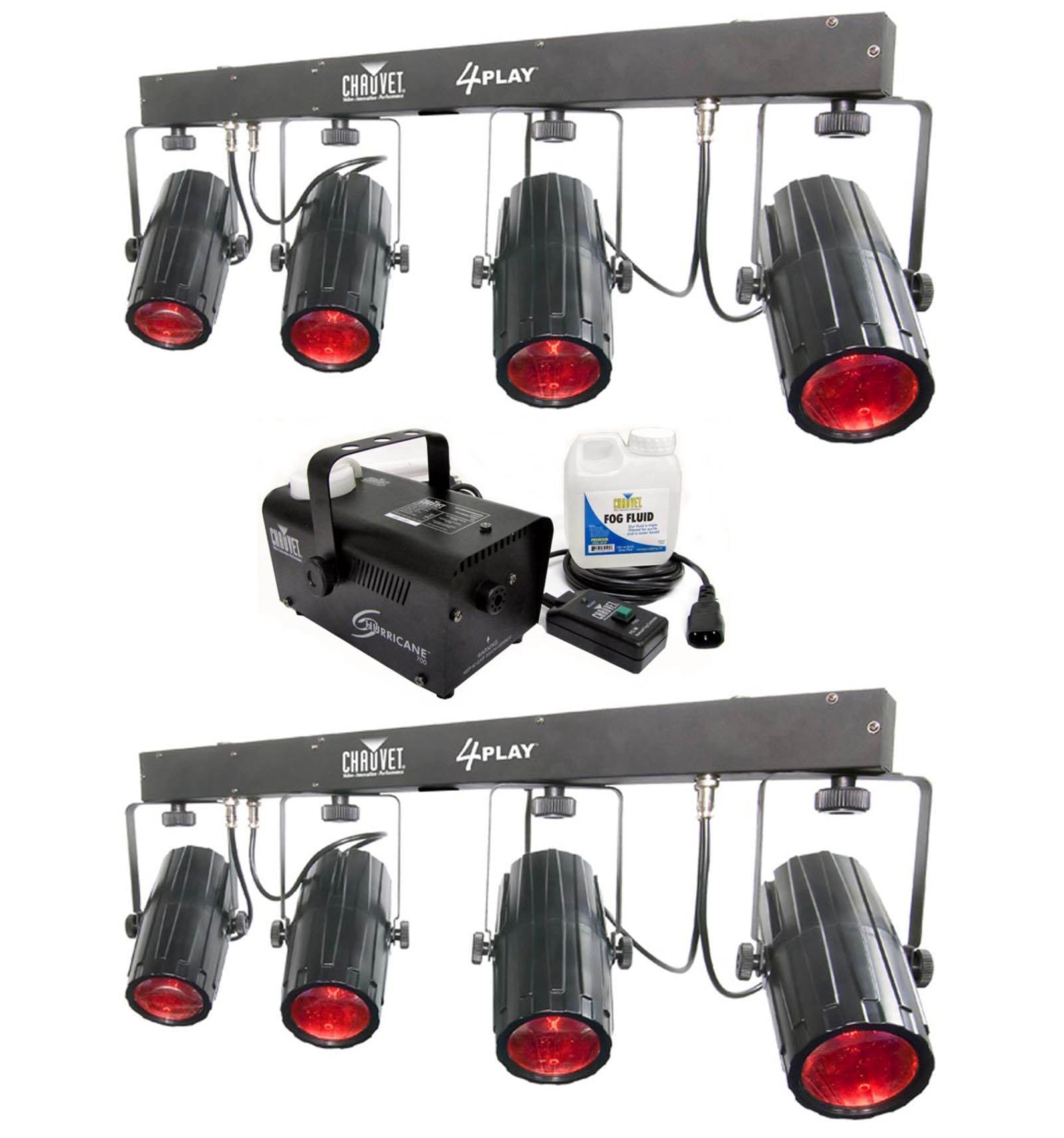 (2) CHAUVET 4PLAY LED DMX Light Beam/Bar Effect Systems + H700 Fog/Smoke Machine