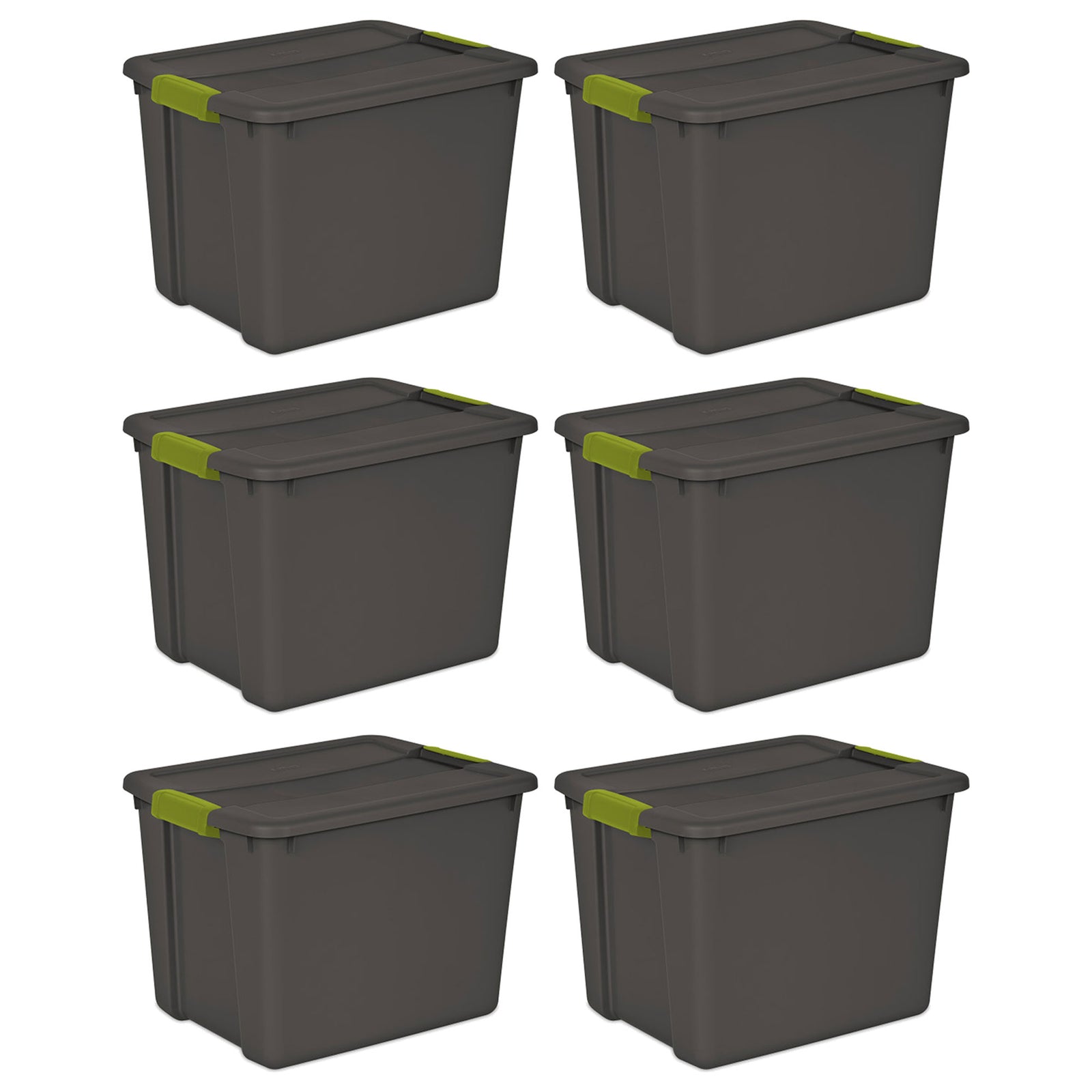 Sterilite 12 Gallon Versatile Rectangular Latch Tote with Handles, Gray (6 Pack) - VMInnovations