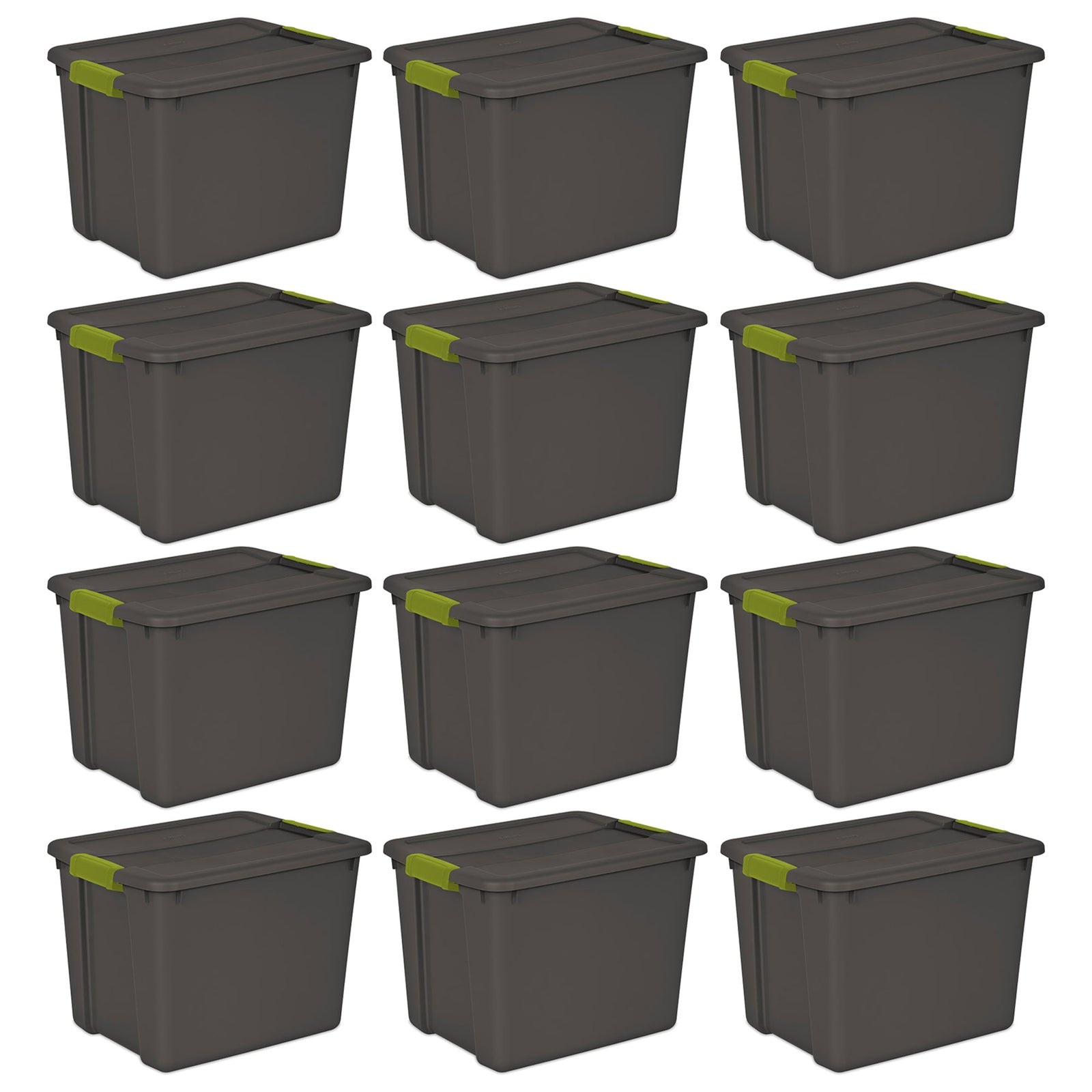Sterilite 12 Gallon Versatile Rectangular Latch Tote w/ Handles, Gray (12 Pack) - VMInnovations
