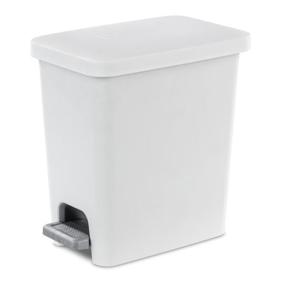 Sterilite 2.7 Gallon Rectangular Step On Trash Bin Wastebasket, White (2 Pack) - VMInnovations