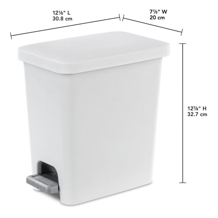 Sterilite 2.7 Gallon Rectangular Step On Trash Bin Wastebasket, White (2 Pack) - VMInnovations