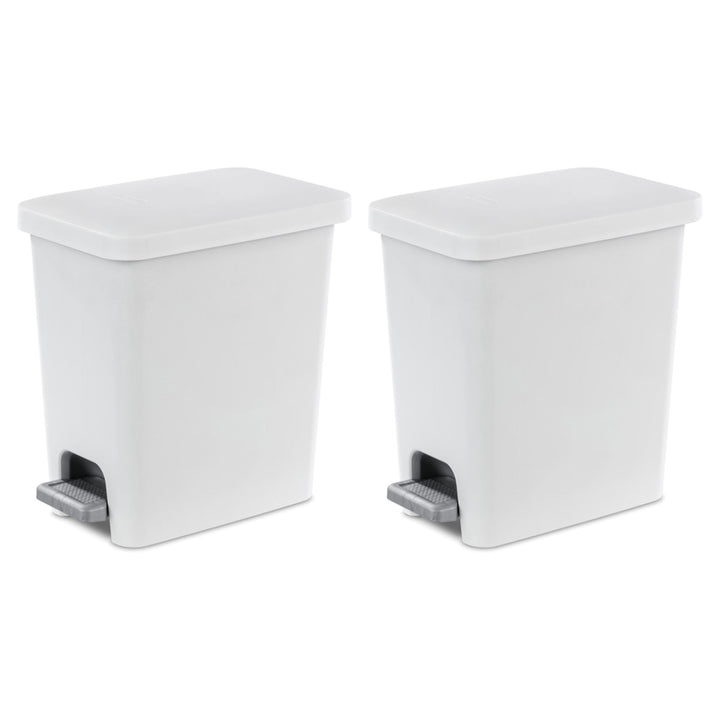 Sterilite 2.7 Gallon Rectangular Step On Trash Bin Wastebasket, White (2 Pack) - VMInnovations