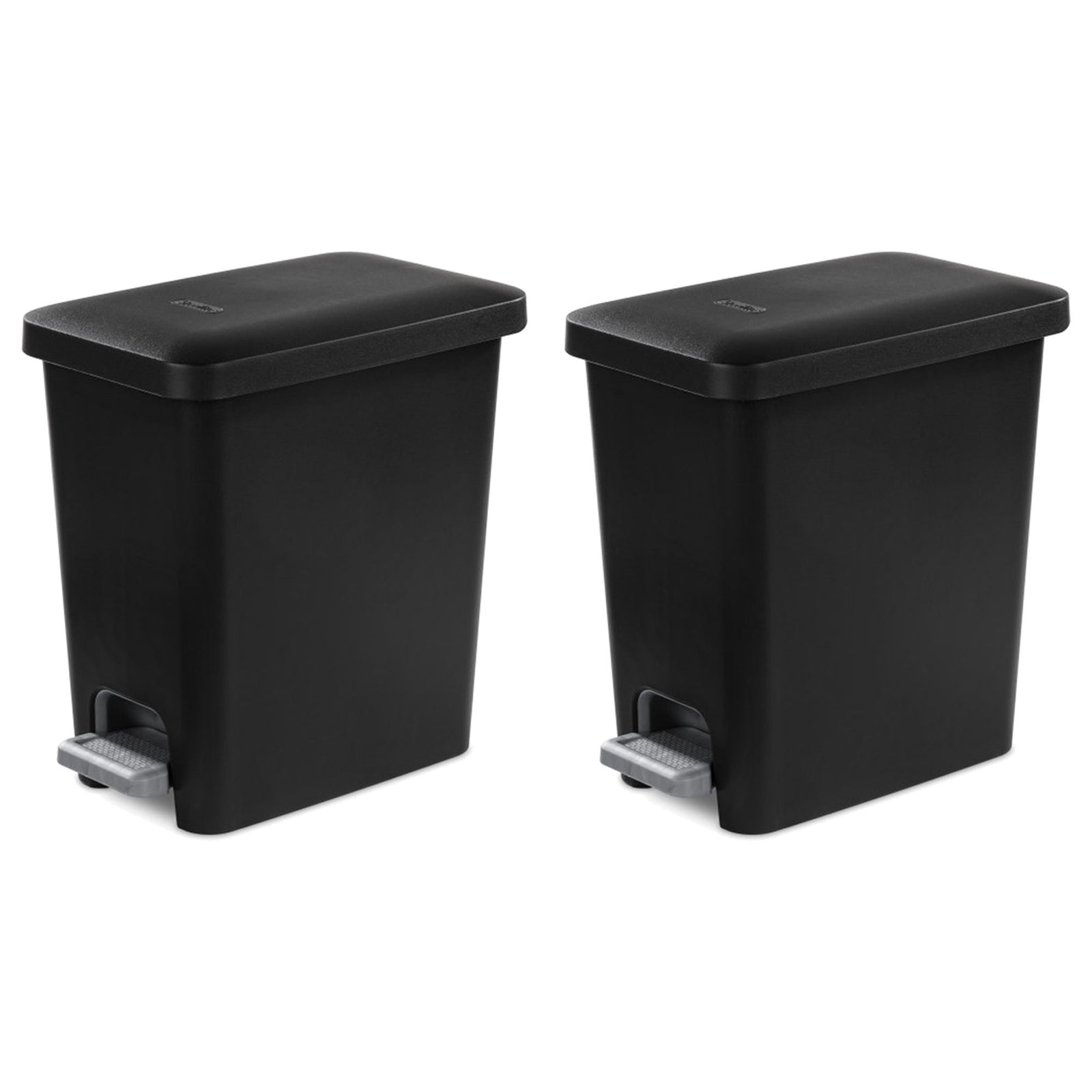 Sterilite 2.7 Gallon Rectangular Step On Trash Bin Wastebasket, Black (2 Pack) - VMInnovations