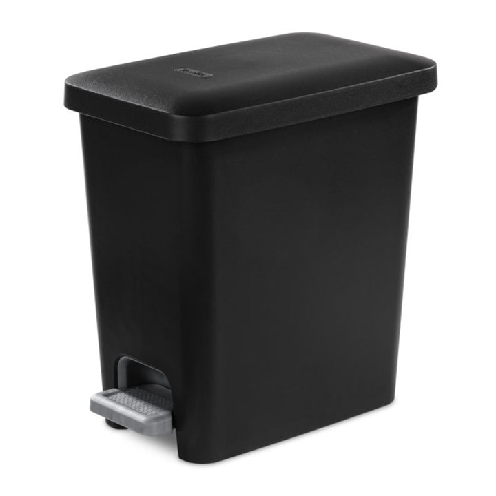 Sterilite 2.7 Gallon Rectangular Step On Trash Bin Wastebasket, Black (2 Pack)