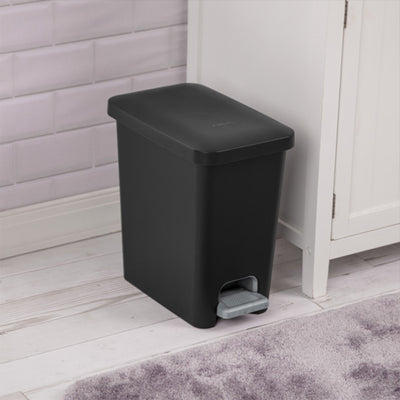 Sterilite 2.7 Gallon Rectangular Step On Trash Bin Wastebasket, Black (2 Pack) - VMInnovations