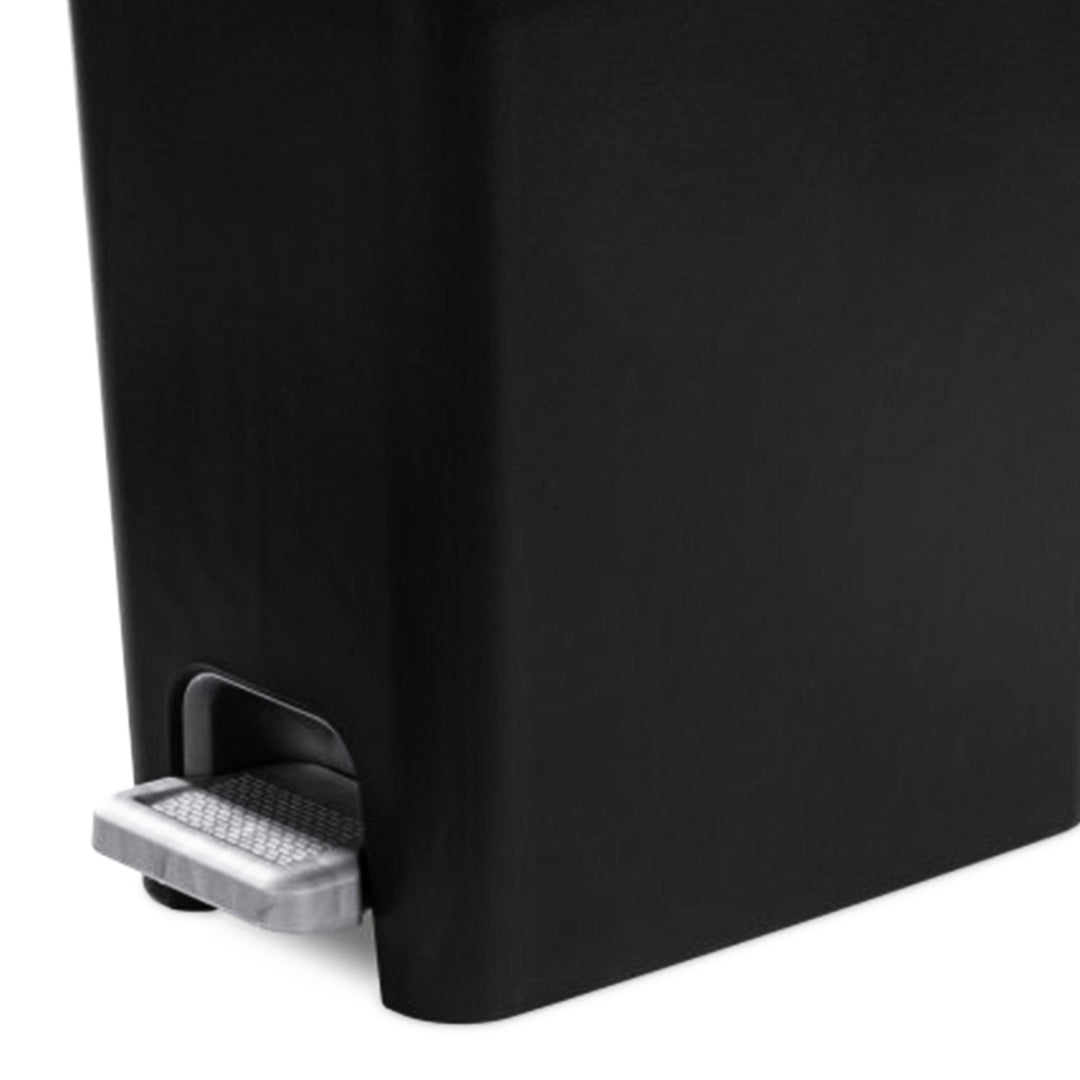 Sterilite 2.7 Gallon Rectangular Step On Trash Bin Wastebasket, Black (2 Pack)