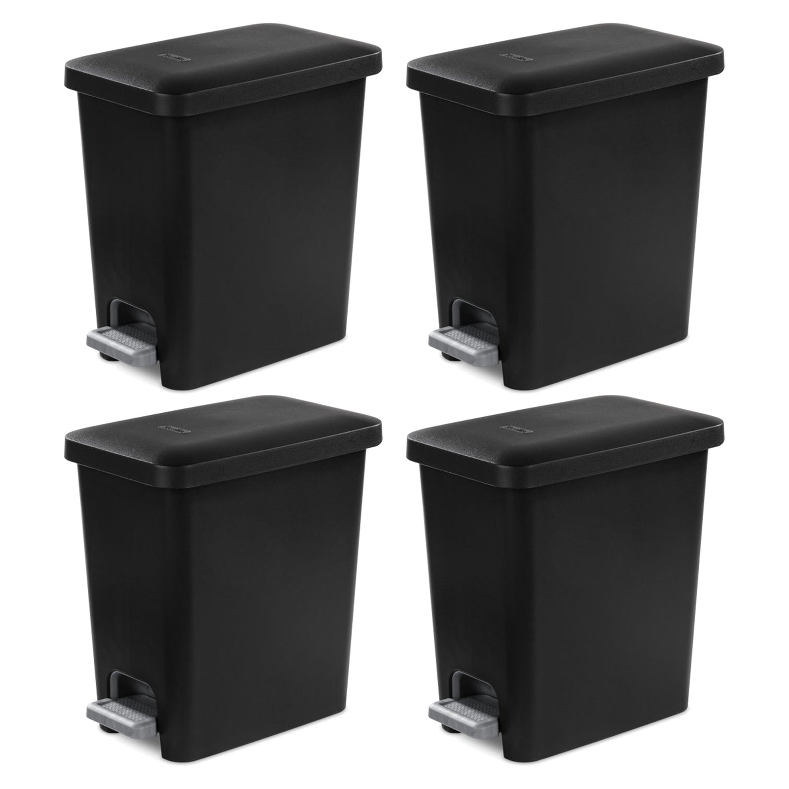 Sterilite 2.7 Gallon Rectangular Step On Trash Bin Wastebasket, Black (4 Pack) - VMInnovations