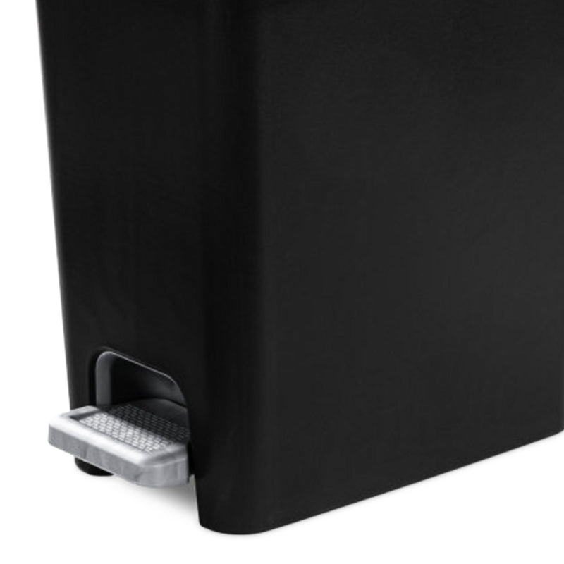 Sterilite 2.7 Gallon Rectangular Step On Trash Bin Wastebasket, Black (6 Pack)