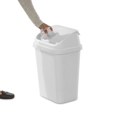 Sterilite 7.8 Gallon SwingTop Kitchen Wastebasket Trash Can, White (18 Pack)